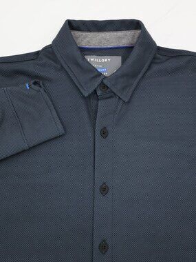 Twillory Shirt Mens Medium Athletic Micro Dot Button Up Long Sleeve Performance